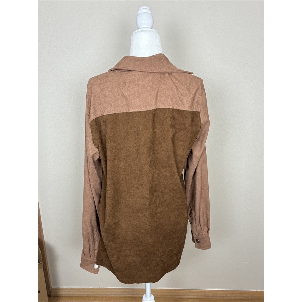American Stitch Corduroy Patchwork Shirt In Brown - Size Medium (L14) - Picture 2 of 9
